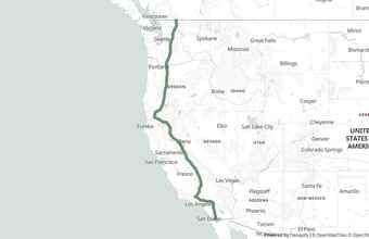Overview map of Pacific Crest Trail